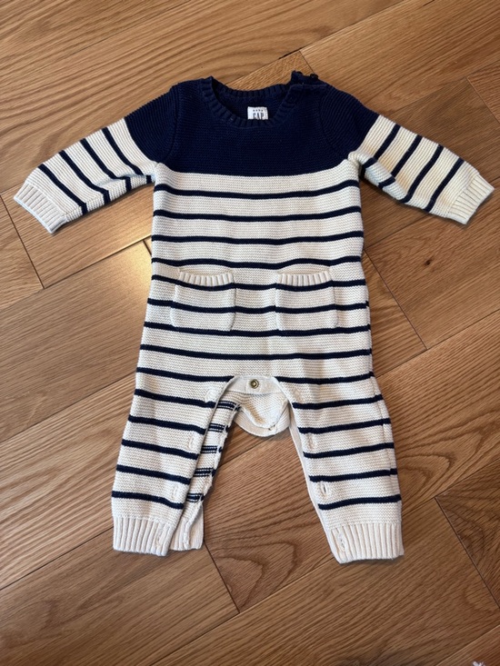 GAP Other - Baby Gap Navy & Cream Striped Knit Baby One-Piece